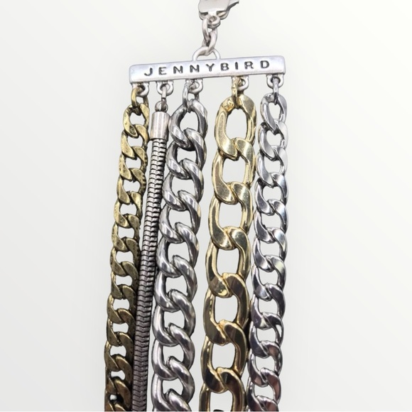 Jenny Bird Bracelet Layered 5 Multi Tone Metal Chains Chunky Cuff Adjustable - Picture 5 of 6